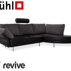 Brühl Divanetta Stoff Leder Ecksofa Schwarz Grau Sofa Couch